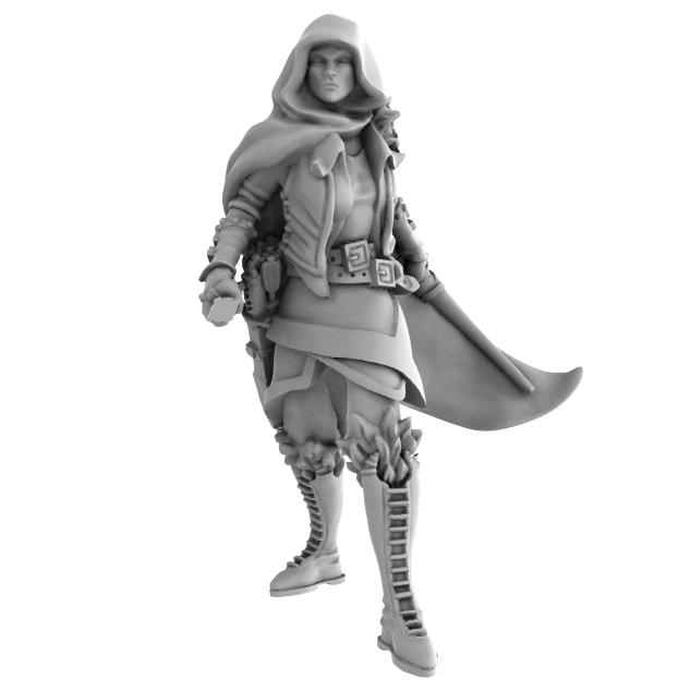 Female Ranger Dagger Bow Hood Up