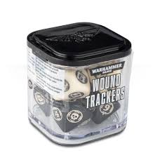 Warhammer 40K Wound Trackers Dice BLACK WHITE