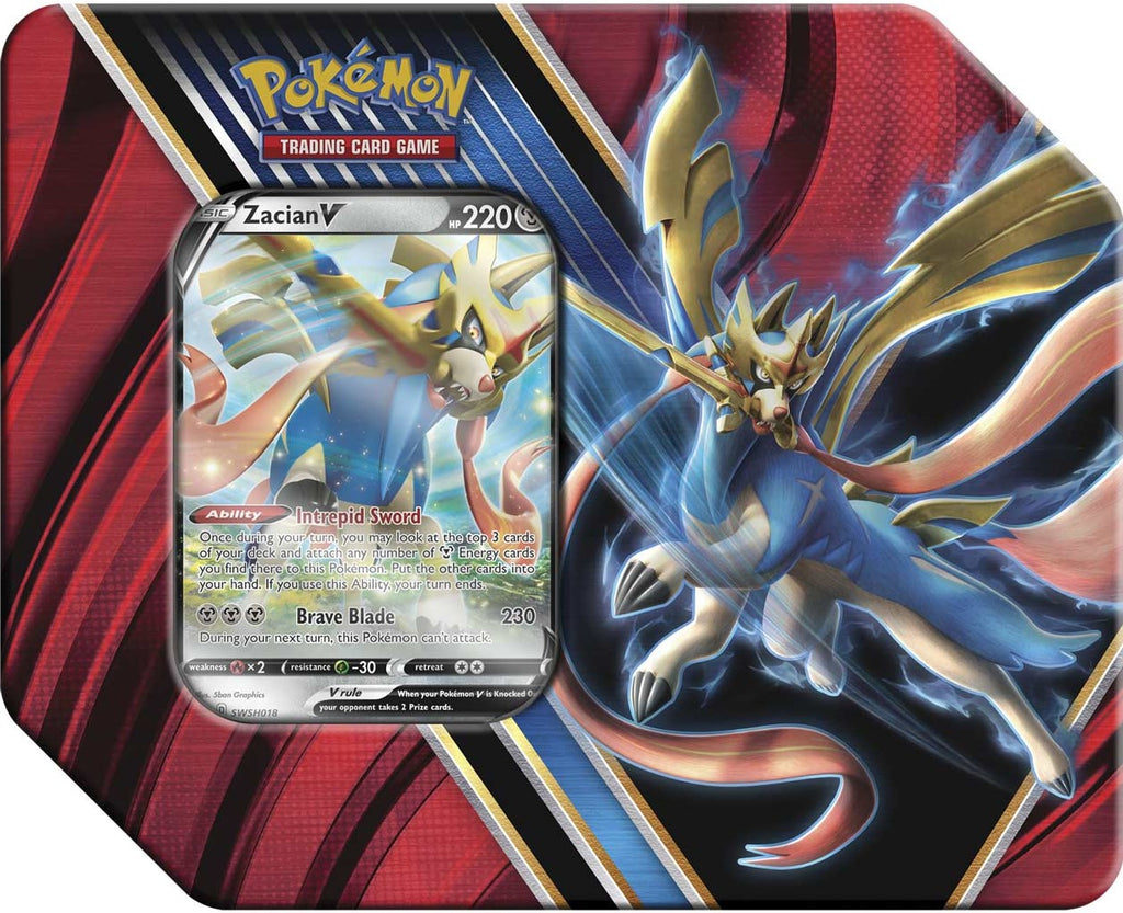 Pokemon  - Tin - Zacian V ( Red ) - The Comic Warehouse