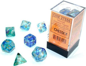 Chessex Polyhedral 7-Die Set - Nebula - Oceanic With Gold - The Comic Warehouse