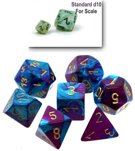 Chessex Polyhedral Mini 7-Die Set - Gemini - Purple-Teal With Gold