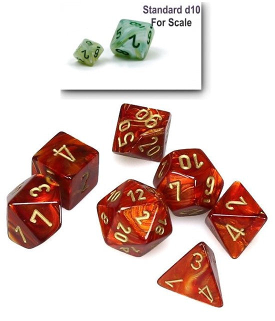 Chessex Polyhedral Mini 7-Die Set - Scarab - Scarlet With Gold