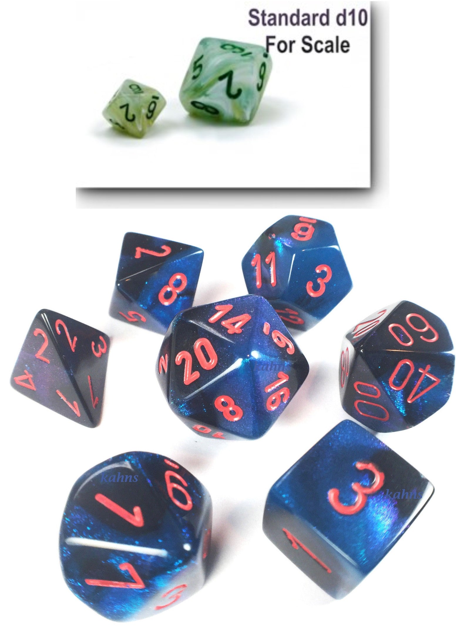 Chessex Polyhedral Mini 7-Die Set - Gemini - Black-Starlight With Red