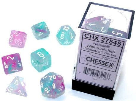 Chessex Polyhedral 7-Die Set - Nebula - Wisteria With White - The Comic Warehouse