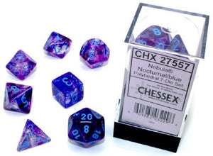 Chessex Polyhedral 7-Die Set - Nebula - Nocturnal With Blue - The Comic Warehouse