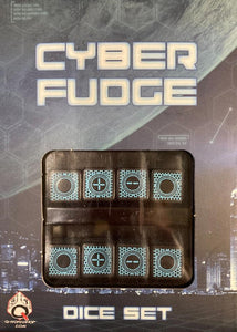 Cyber Fudge Dice Set Eight D6 Black With Blue - The Comic Warehouse