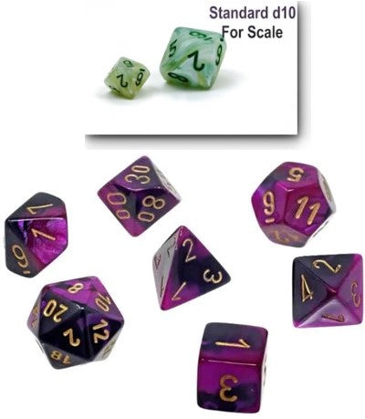 Chessex Polyhedral Mini 7-Die Set - Gemini - Black-Purple With Gold