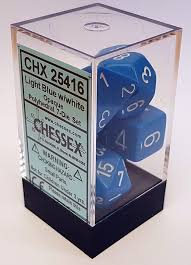 Chessex Polyhedral 7-Die Set - Opaque - Light Blue With White - Comic Warehouse