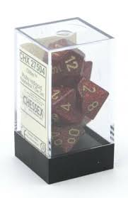 Chessex Polyhedral 7-Die Set - Glitter Ruby Red With Gold - Comic Warehous