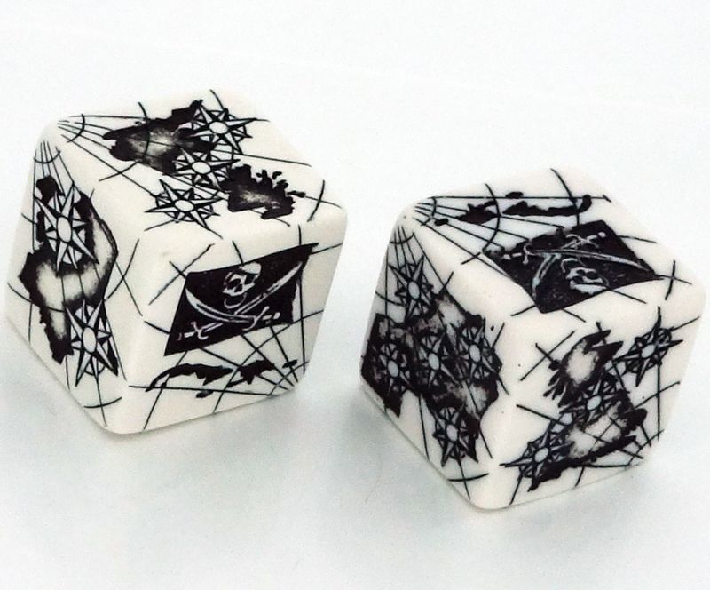 Pirate Dice Two D6 White With Black - The Comic Warehouse