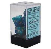 Chessex Polyhedral 7-Die Set - Gemini - Blue-Teal With Gold - Comic Warehouse