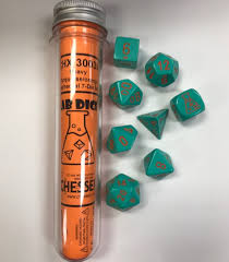 Chessex Polyhedral 7-Die Set - Heavy - Turquoise With Orange - Comic Warehouse