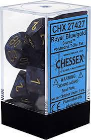 Chessex Polyhedral 7-Die Set - Scarab - Royal Blue With Gold - Comic Warehouse