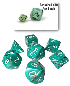 Chessex Polyhedral Mini 7-Die Set - Marble - Oxi-Copper With White