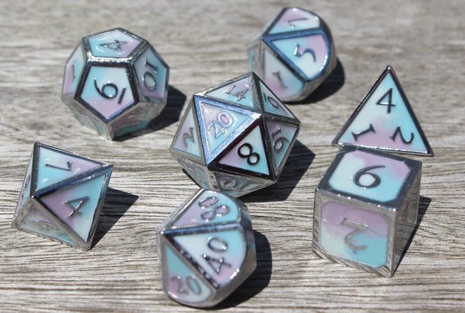 Metal Polyhedral 7-Die Set - Elemental Air - The Comic Warehouse