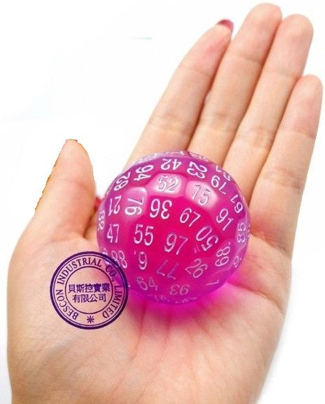 Polyhedral D100 Transparent Pink With White - The Comic Warehouse