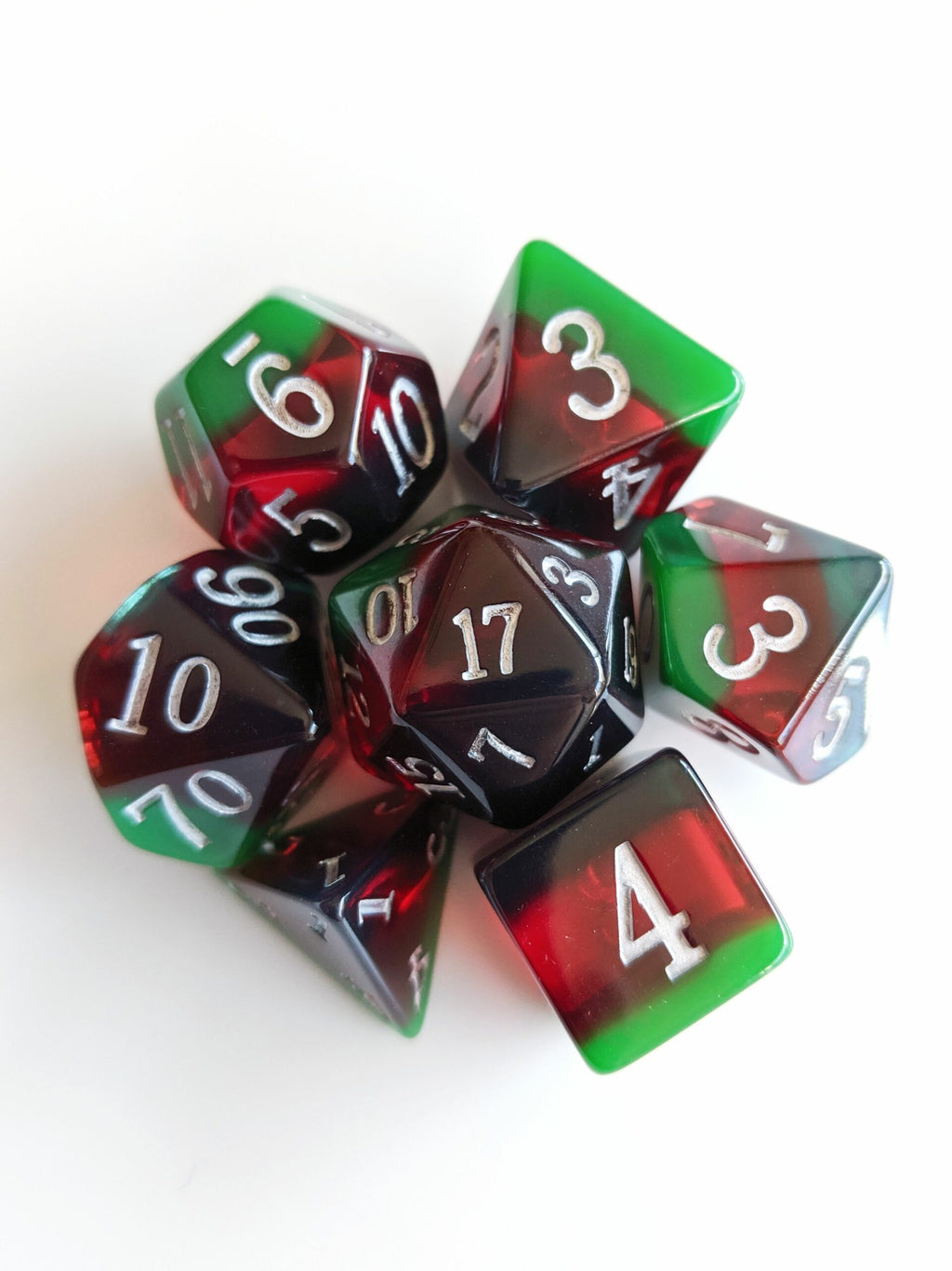  Striking March Bloodstone Layered Birthday Dice 7 Piece Set - Comic Warehouse