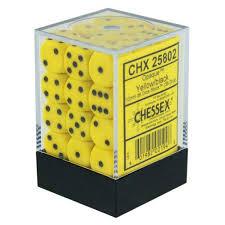 Chessex D6 36 Pack - Yellow With Black Opaque 12mm Pipped  D6 Dice Block - Comic Warehouse