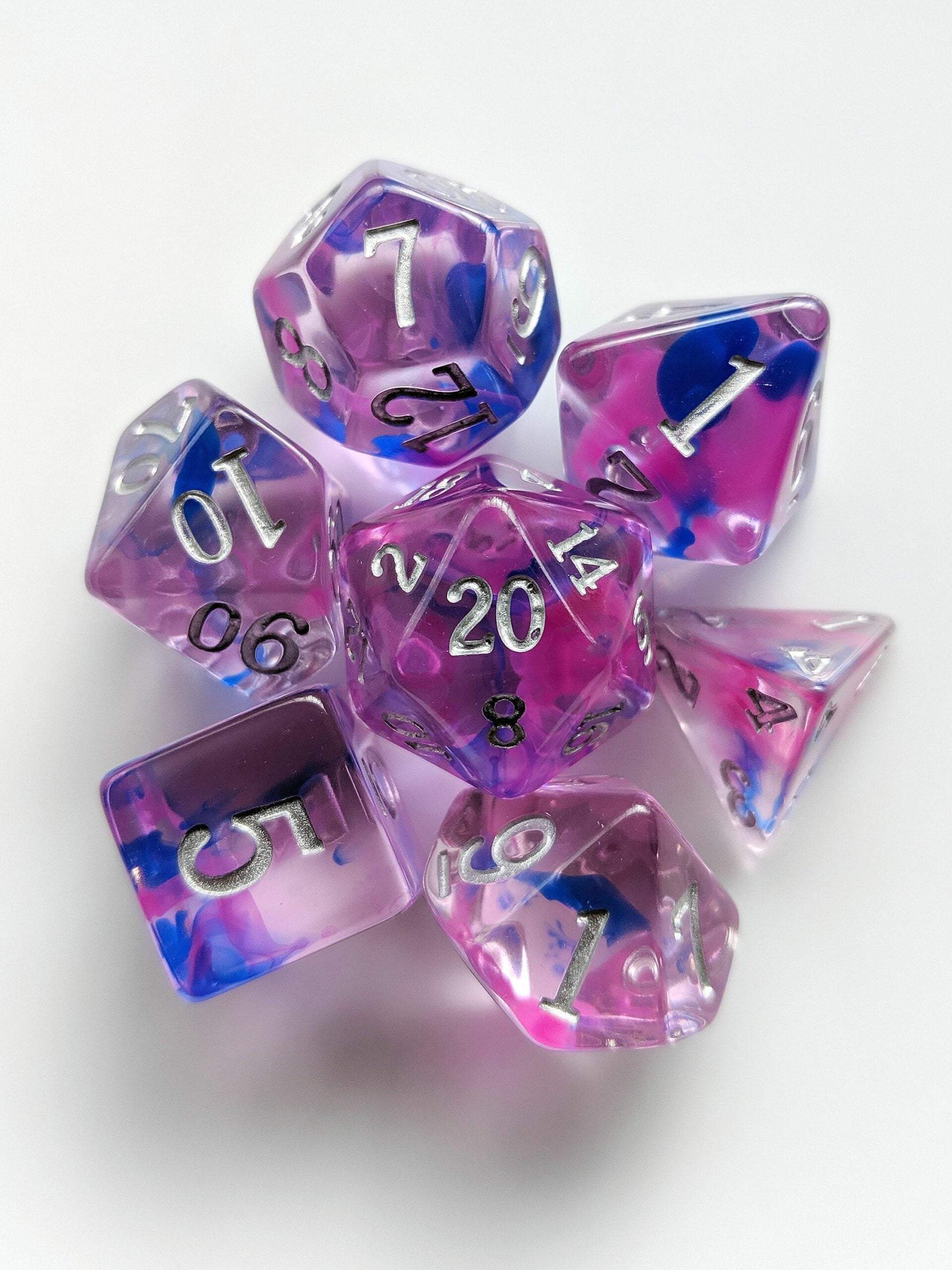 Pink Sapphire Nebula Dice 7 Piece Set - Comic Warehouse