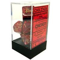 Chessex Polyhedral 7-Die Set - Vortex - Burgundy With Gold - Comic Warehouse