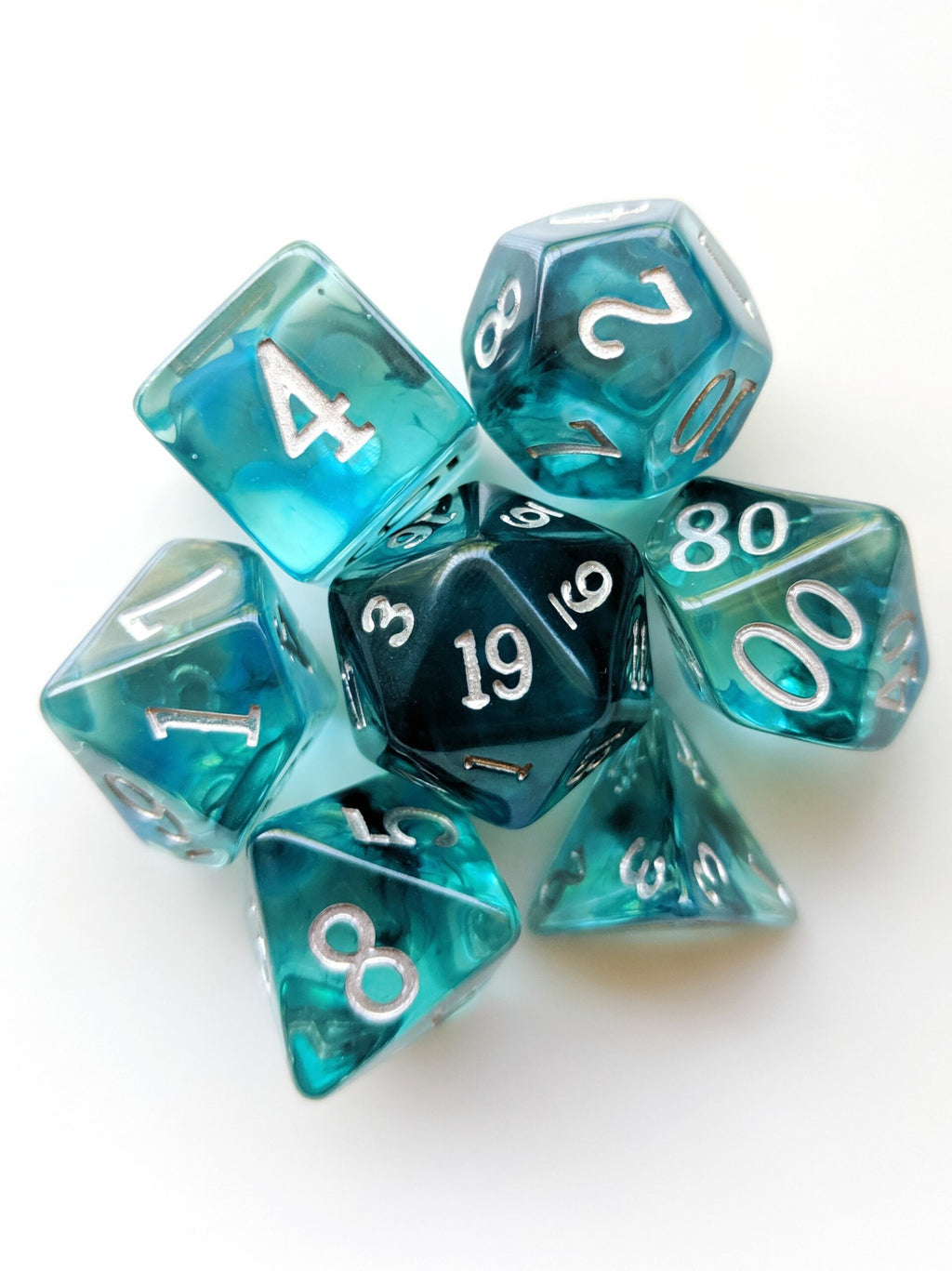 London Blue Topaz Nebula Dice 7 Piece Set - Comic Warehouse