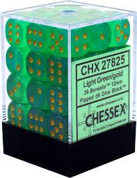 Chessex D6 36 Pack - Solar With White Vortex 12mm Pipped  D6 Dice Block - Comic Warehouse