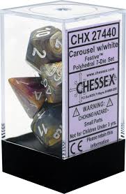 Chessex Polyhedral 7-Die Set - Festive - Carousel With White - Comic Warehouse