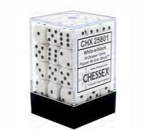 Chessex D6 36 Pack - White With Black Opaque 12mm Pipped  D6 Dice Block - Comic Warehouse