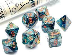 Chessex Lab Dice chx 30049 Lustrous Alpestris/orange polyhedral 7-die set - The Comic Warehouse