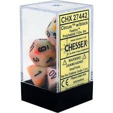 Chessex Polyhedral 7-Die Set - Festive - Circus With Black - Comic Warehouse