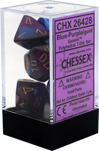 Chessex Polyhedral 7-Die Set - Gemini - Blue-Purple With Gold - Comic Warehouse