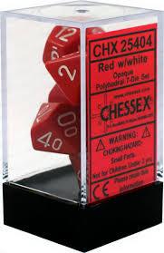 Chessex Polyhedral 7-Die Set - Opaque - Red With White - Comic Warehouse