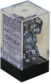 Chessex Polyhedral 7-Die Set - Gemini - Purple-Steel With White - Comic Warehouse