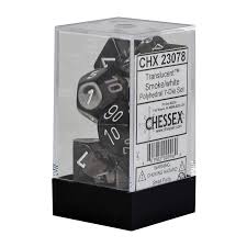 Chessex Polyhedral 7-Die Set - Translucent - Smoke With White