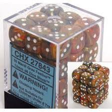  Chessex D6 36 Pack - Mardi Gras With White Festive 12mm Pipped D6 Dice Block - Comic Warehouse