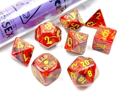 Chessex Lab Dice chx 30050 Underworld/Yellow polyhedral 7-die set - The Comic Warehouse