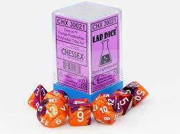 Chessex Polyhedral 7-Die Set - Gemini - Orange-Purple With White - Comic Warehouse