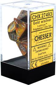 Chessex Polyhedral 7-Die Set - Lustrous - Gold With Silver