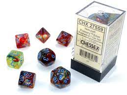 Chessex Polyhedral 7-Die Set - Nebula - Primary With Blue - The Comic Warehouse