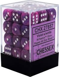 Chessex D6 36 Pack - Violet With White Festive 12mm Pipped D6 Dice Block - Comic Warehouse