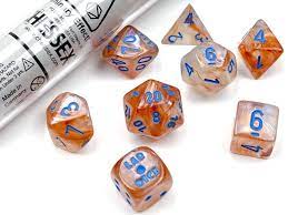 Chessex Lab Dice chx 30045 Borealis Rose/Gold light blue polyhedral 7-die set - The Comic Warehouse