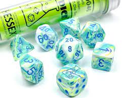 Chessex Lab Dice chx 30046 Festive Garden/Blue polyhedral 7-die set - The Comic Warehouse