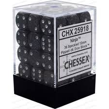 Chessex D6 36 Pack - Ninja Speckled 12mm Pipped  D6 Dice Block - Comic Warehouse