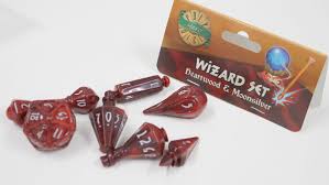 Wizard Dice Polyhedral 7-Die Set  Heartwood & Moonsilver - The Comic Warehouse