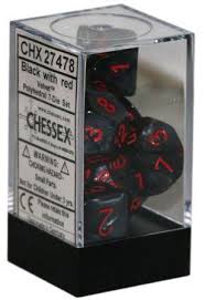 Chessex Polyhedral 7-Die Set - Velvet - Black With Red - Comic Warehouse