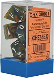 Chessex Polyhedral 7-Die Set - Festive - Autumn With White - Comic Warehouse