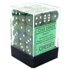 Chessex D6 36 Pack - Recon Speckled 12mm Pipped  D6 Dice Block - Comic Warehouse