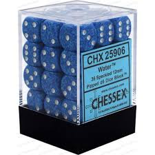 Chessex D6 36 Pack - Water Speckled 12mm Pipped  D6 Dice Block - Comic Warehouse