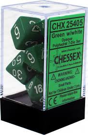 Chessex Polyhedral 7-Die Set - Opaque - Green With White - Comic Warehouse