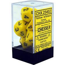 Chessex Polyhedral 7-Die Set - Opaque - Yellow With Black - Comic Warehouse